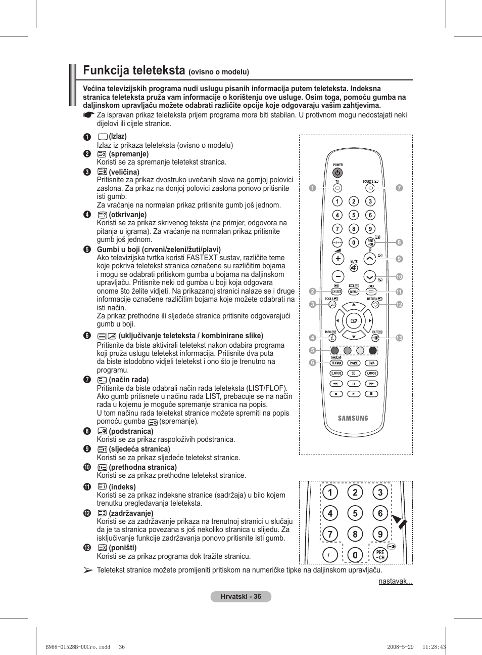 Funkcija teleteksta | Samsung BN68-01528B-02 User Manual | Page 252 / 427