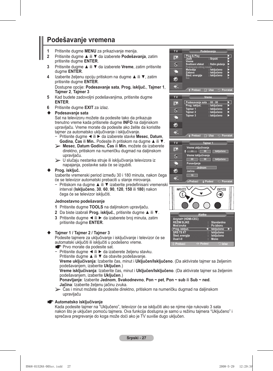 Podešavanje vremena | Samsung BN68-01528B-02 User Manual | Page 285 / 427