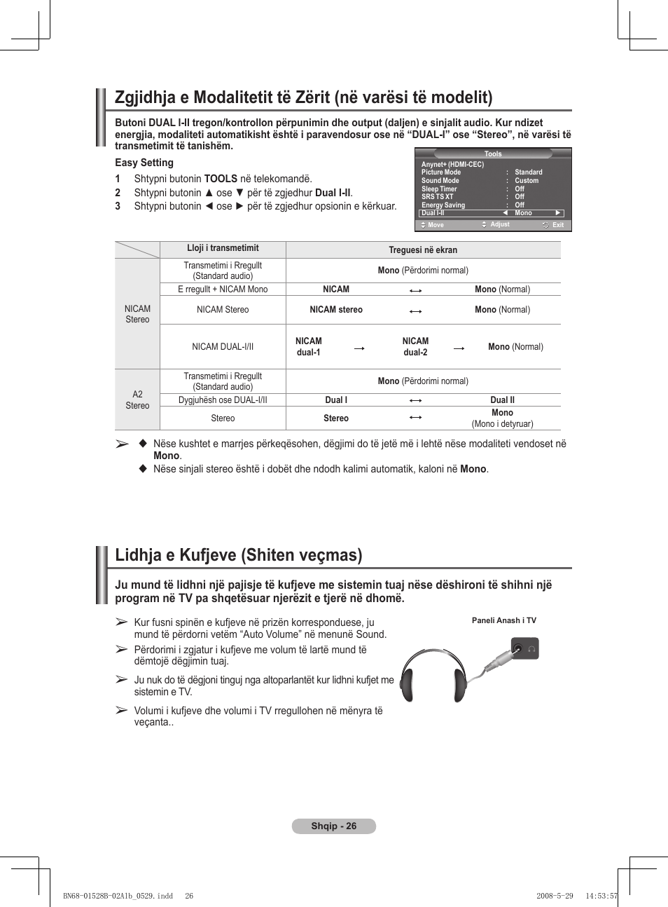 Lidhja e kufjeve (shiten veçmas) | Samsung BN68-01528B-02 User Manual | Page 368 / 427