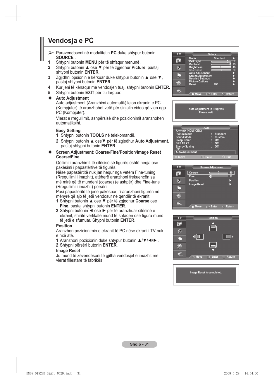 Vendosja e pc | Samsung BN68-01528B-02 User Manual | Page 373 / 427