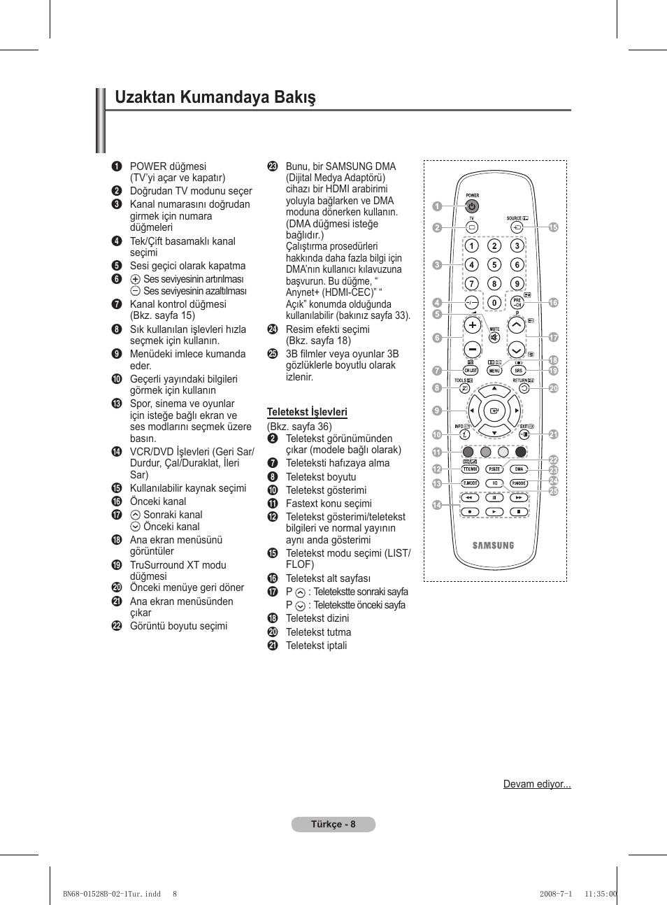 Uzaktan kumandaya bakış | Samsung BN68-01528B-02 User Manual | Page 95 / 427