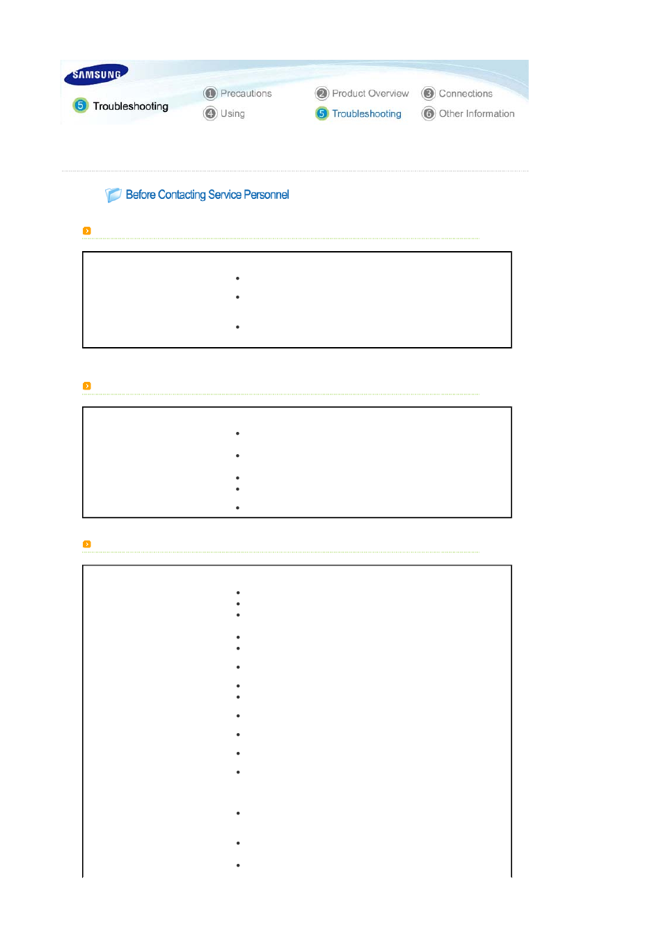Troubleshooting, Before contacting service personnel | Samsung SP-L250 User Manual | Page 31 / 37