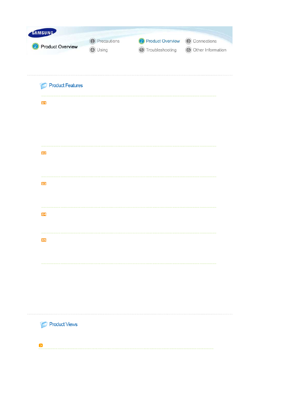 Product features | Samsung SP-L250 User Manual | Page 8 / 37
