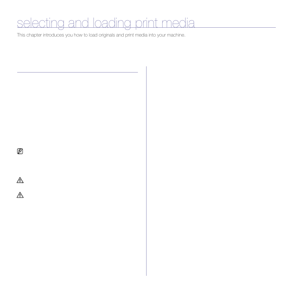 Selecting and loading print media, Selecting print media | Samsung CLP-310N User Manual | Page 25 / 99