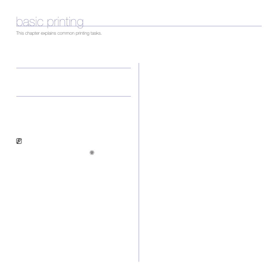 Basic printing, Printing a document, Canceling a print job | Samsung CLP-310N User Manual | Page 31 / 99