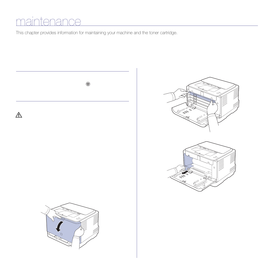 Maintenance, Printing reports, Cleaning your machine | Cleaning the outside, Cleaning the inside | Samsung CLP-310N User Manual | Page 32 / 99
