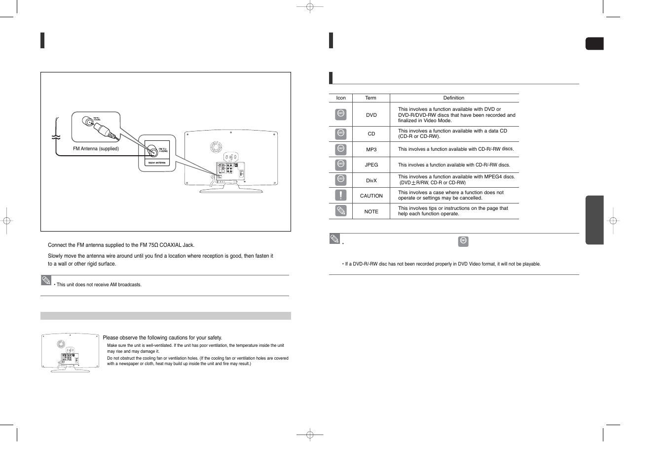 Connecting the fm antenna, Before reading the user's manual, Icons that will be used in manual | Samsung HT-X200 User Manual | Page 11 / 30