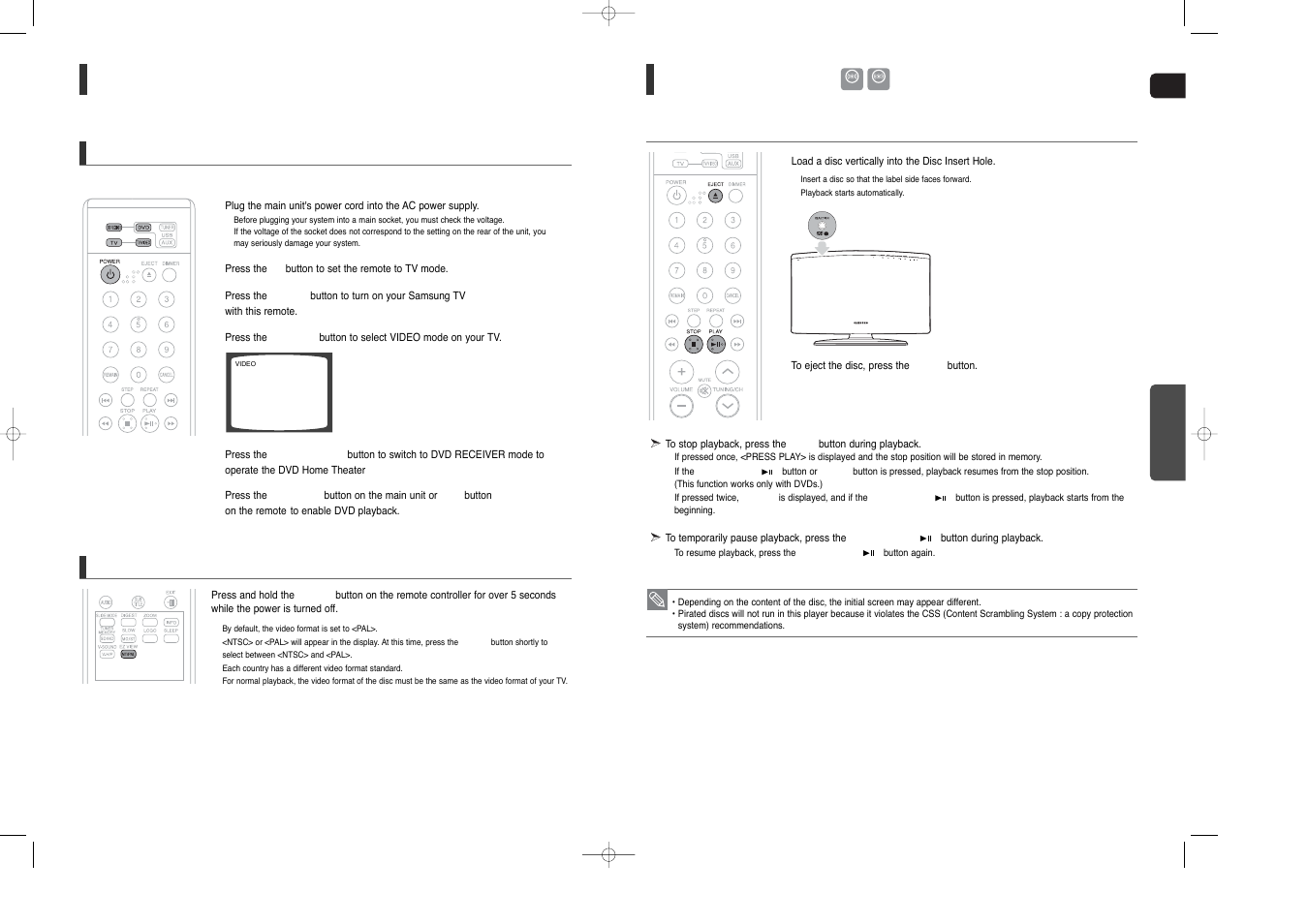 Before using your home theater, Disc playback | Samsung HT-X200 User Manual | Page 12 / 30