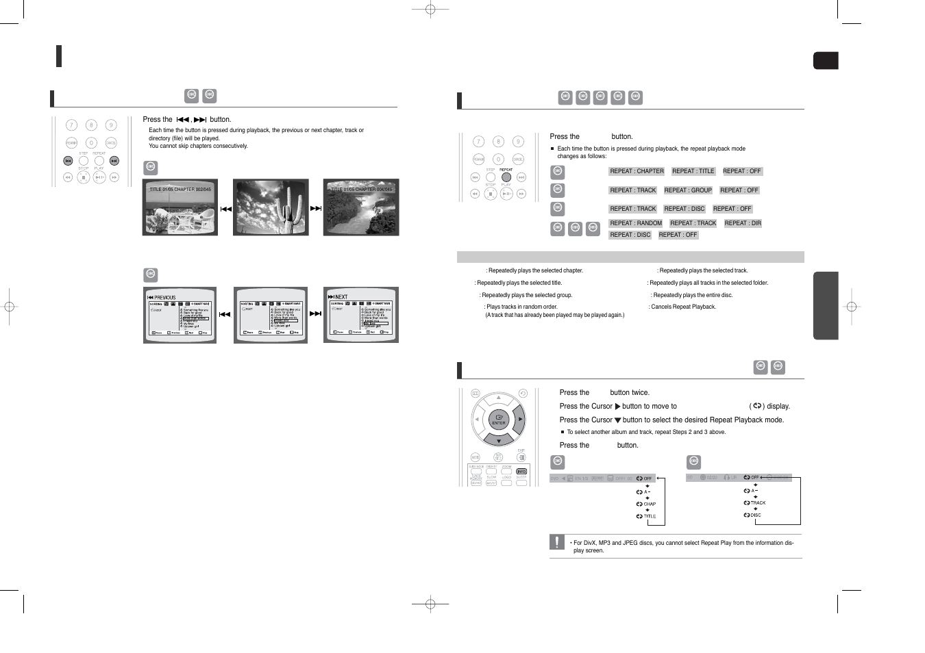Using the playback function, Con’t), Skipping scenes/songs | Repeat playback | Samsung HT-X200 User Manual | Page 16 / 30