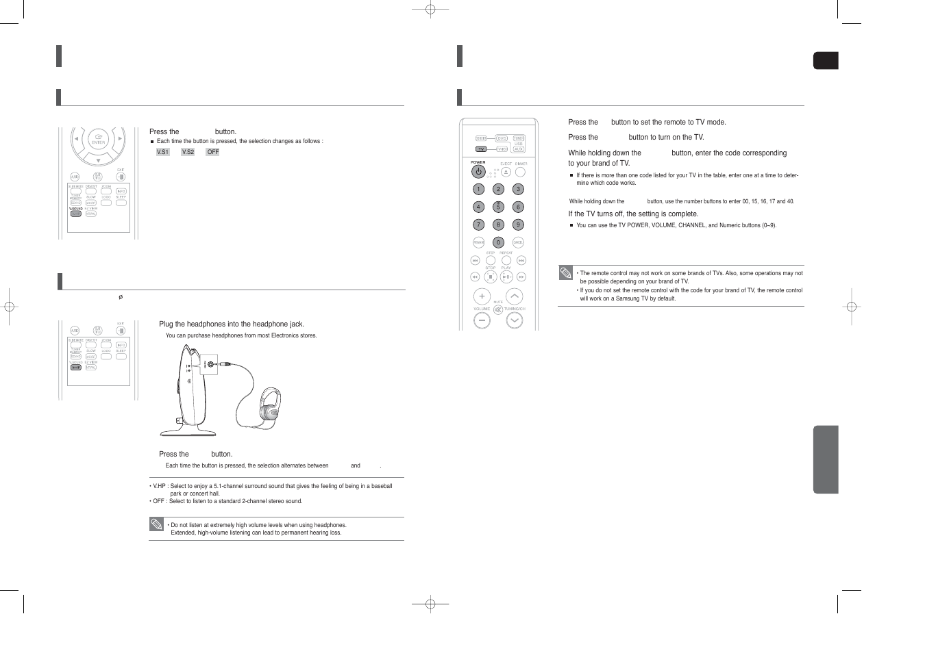Operating a tv with the remote control, Convenient functions, Con’t) | Samsung HT-X200 User Manual | Page 26 / 30