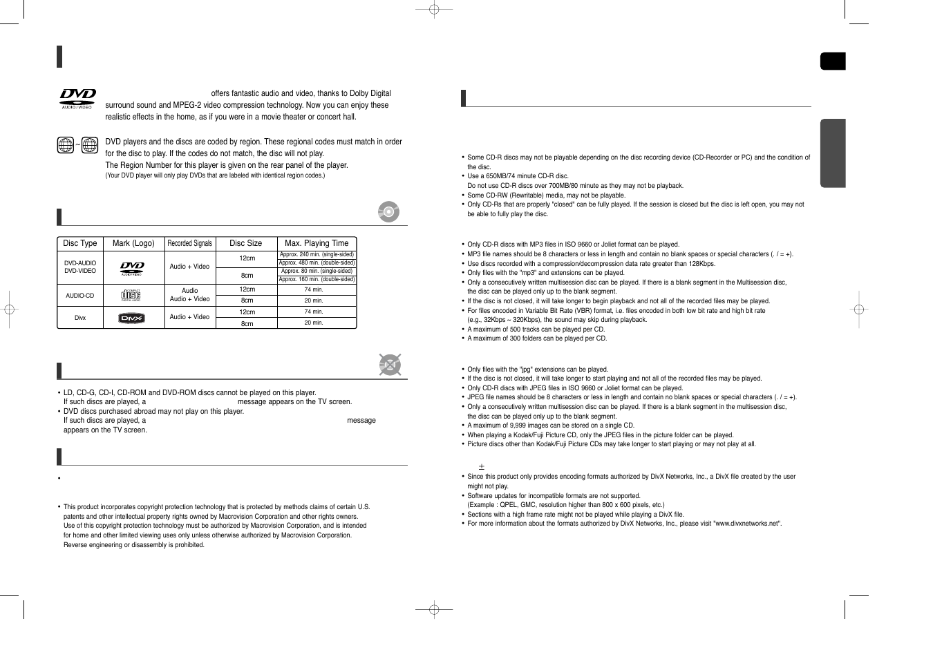 Notes on discs | Samsung HT-X200 User Manual | Page 4 / 30