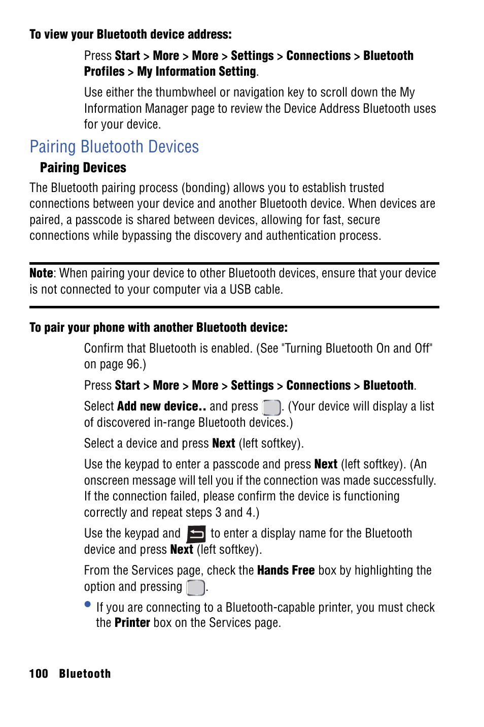 Pairing bluetooth devices | Samsung SPH-I325 User Manual | Page 108 / 164