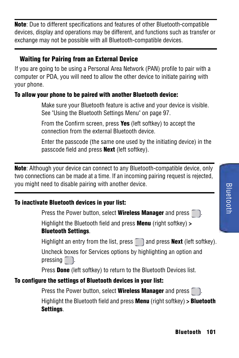 Bluetooth | Samsung SPH-I325 User Manual | Page 109 / 164