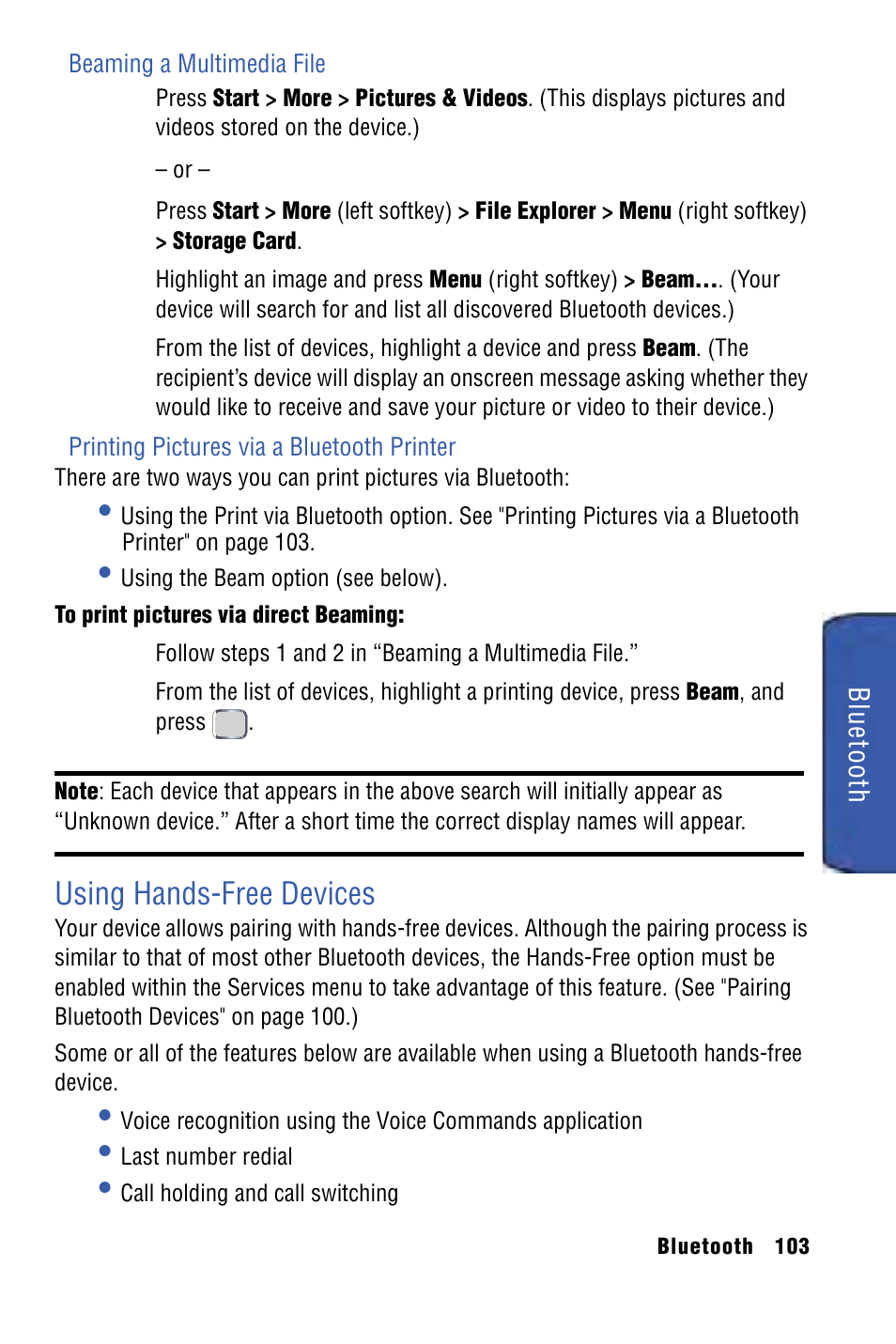 Using hands-free devices | Samsung SPH-I325 User Manual | Page 111 / 164