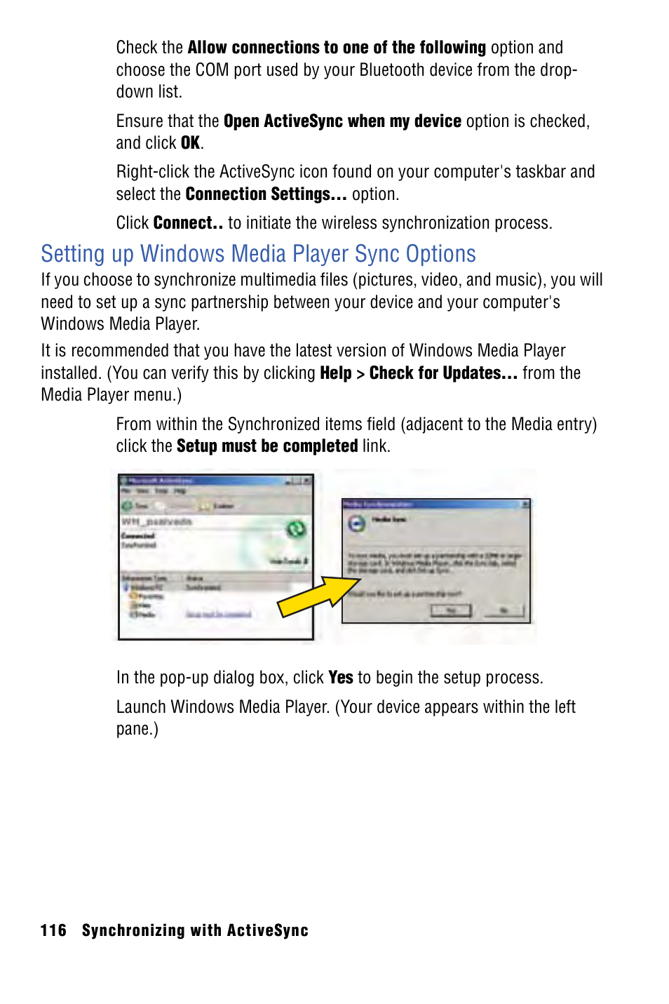 Setting up windows media player sync options | Samsung SPH-I325 User Manual | Page 124 / 164