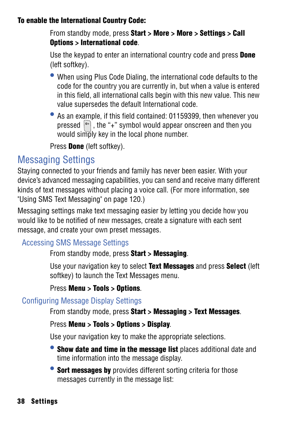 Messaging settings | Samsung SPH-I325 User Manual | Page 46 / 164