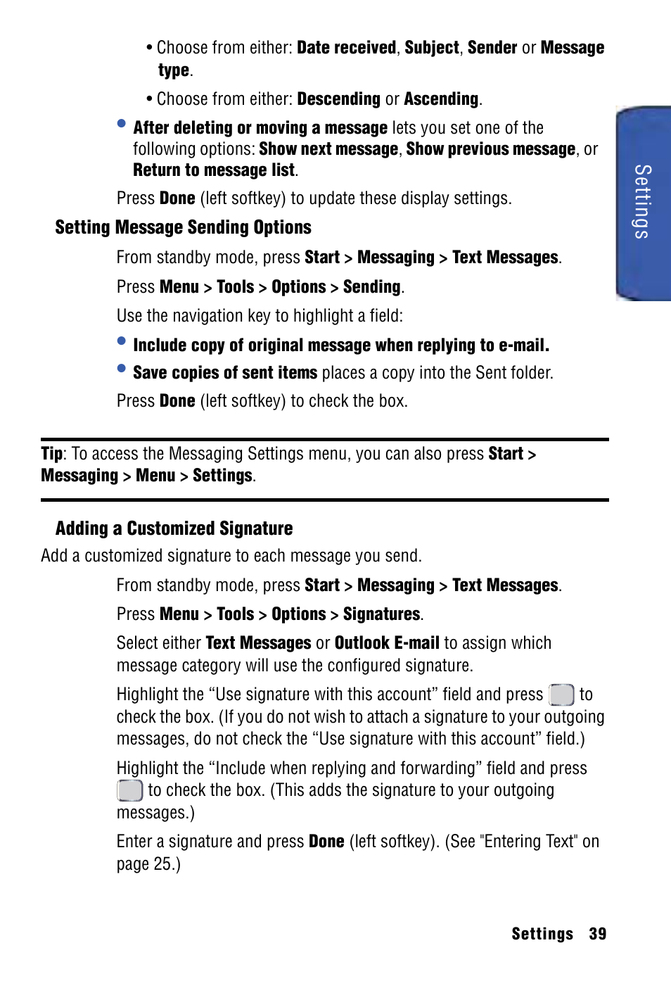 Settings | Samsung SPH-I325 User Manual | Page 47 / 164