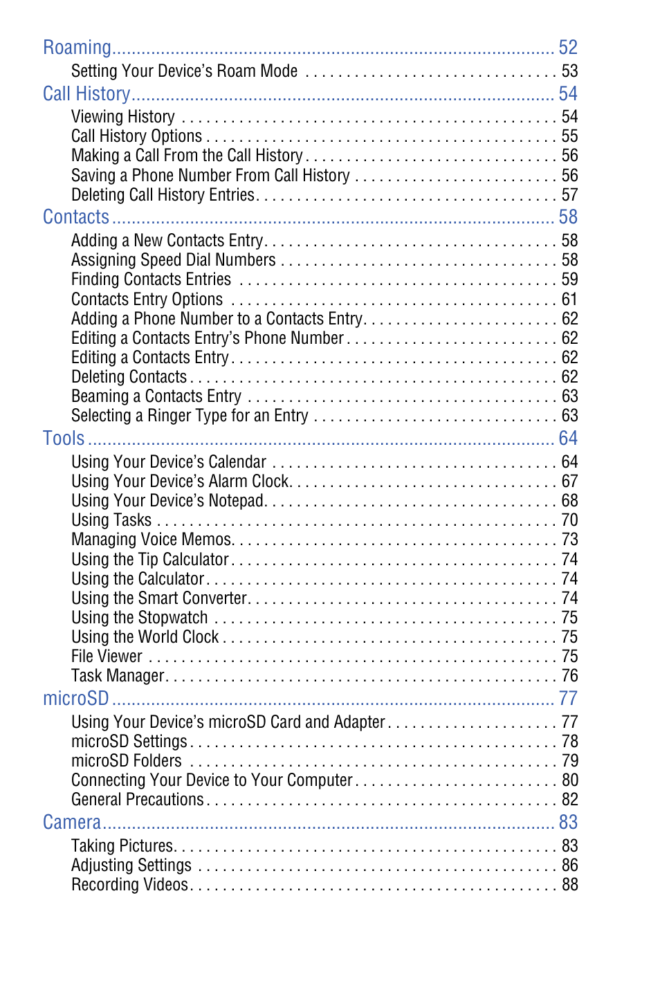 Samsung SPH-I325 User Manual | Page 5 / 164