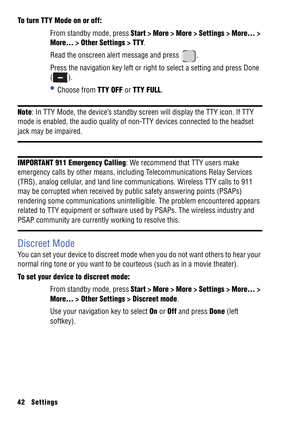 Discreet mode | Samsung SPH-I325 User Manual | Page 50 / 164