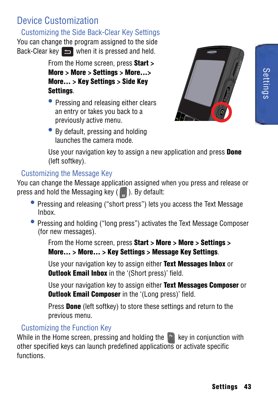 Device customization | Samsung SPH-I325 User Manual | Page 51 / 164