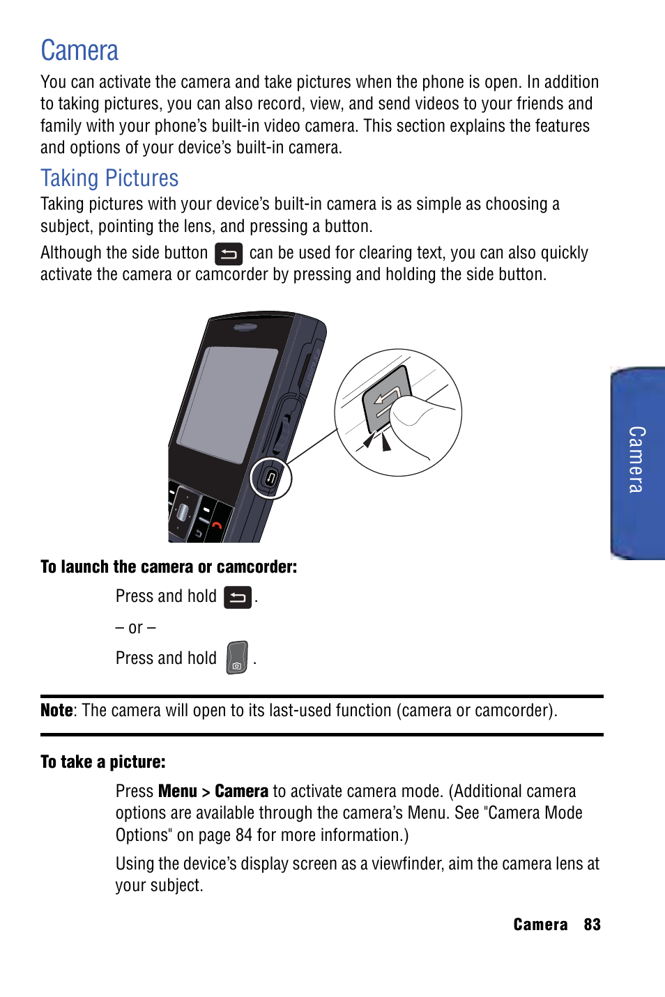 Taking pictures, Camera | Samsung SPH-I325 User Manual | Page 91 / 164