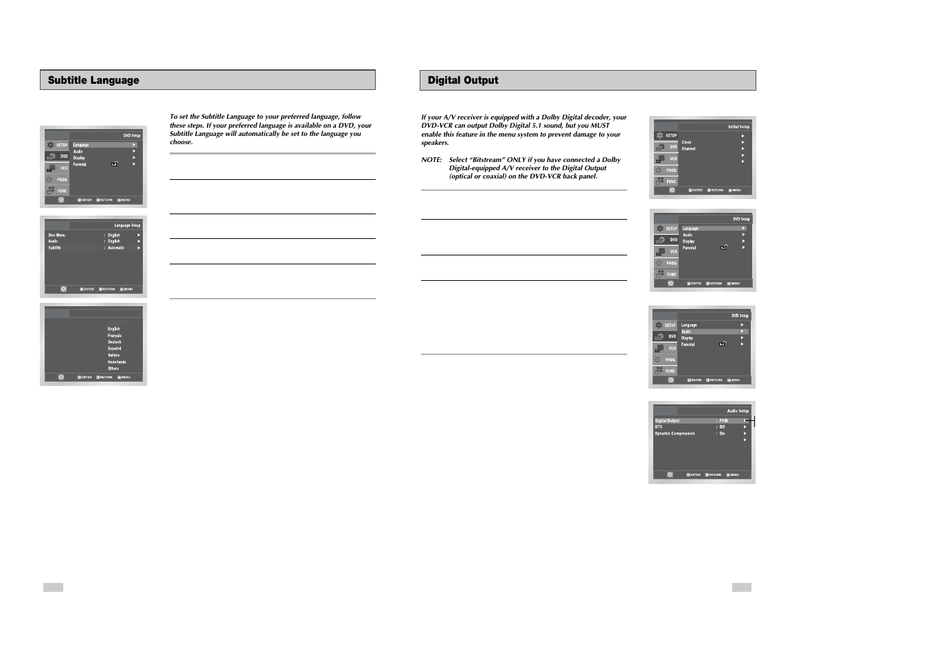 Subtitle language, Digital output | Samsung DVD-V3500 User Manual | Page 14 / 35