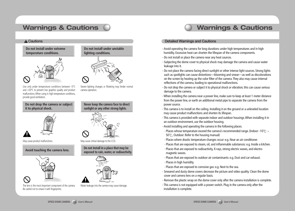 Warnings & cautions | Samsung SPD-3750T User Manual | Page 6 / 41