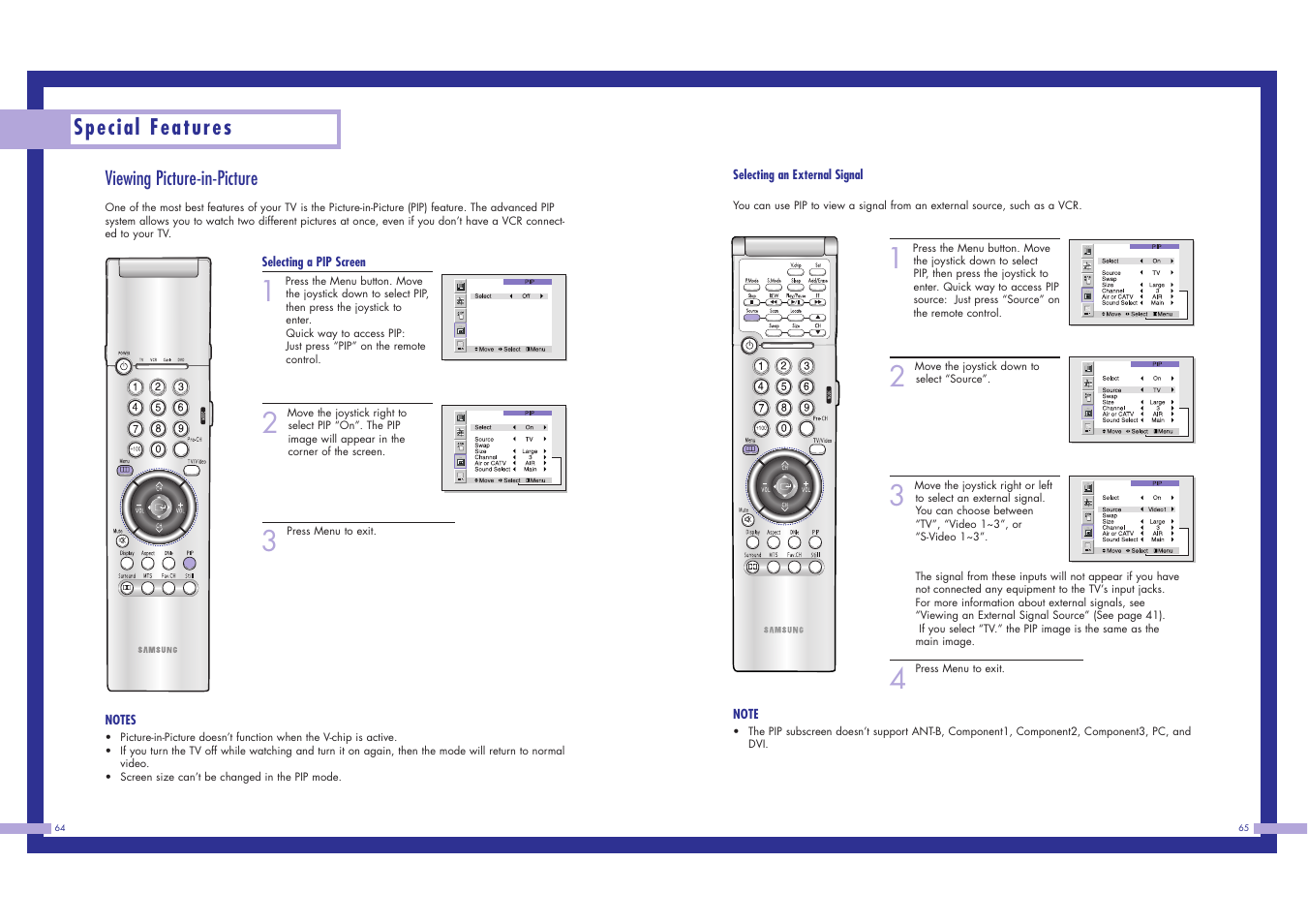 Special features, Viewing picture-in-picture | Samsung LN437W User Manual | Page 33 / 46