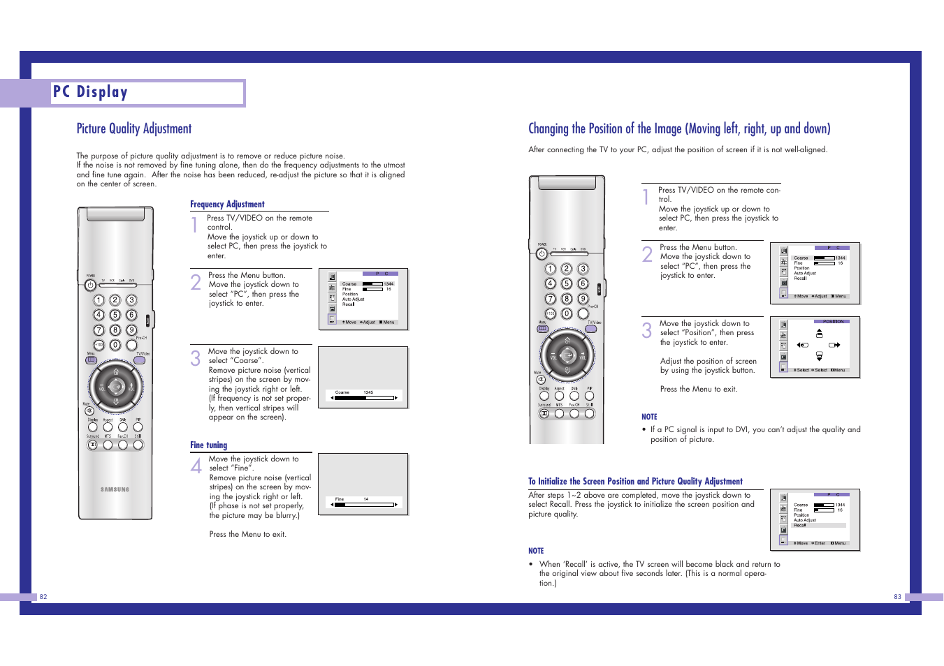 Pc display, Picture quality adjustment | Samsung LN437W User Manual | Page 42 / 46