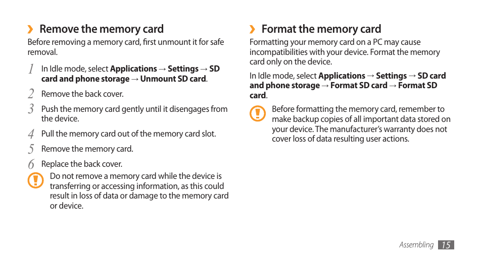 Samsung Galaxy 3 User Manual | Page 15 / 128
