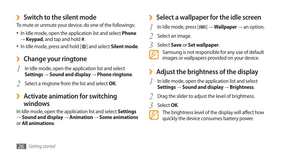 Samsung Galaxy 3 User Manual | Page 26 / 128