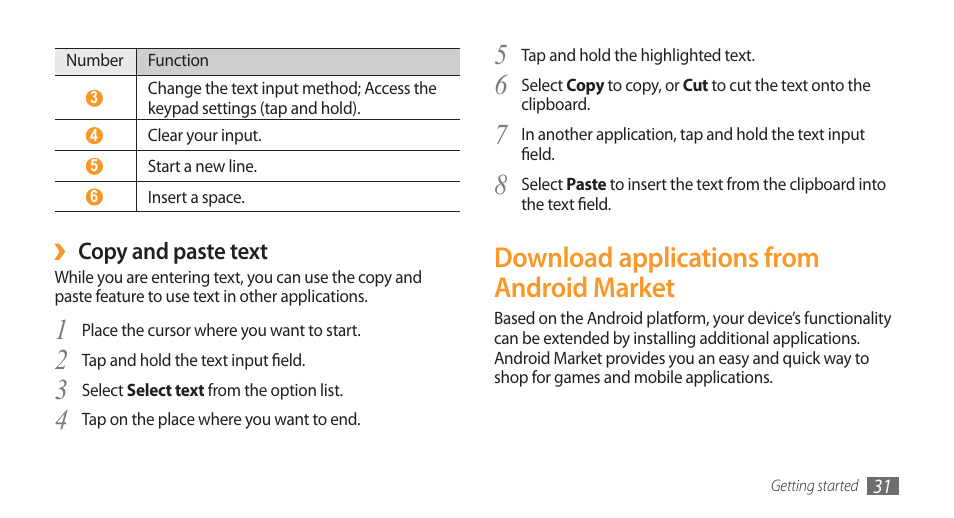 Download applications from android market | Samsung Galaxy 3 User Manual | Page 31 / 128