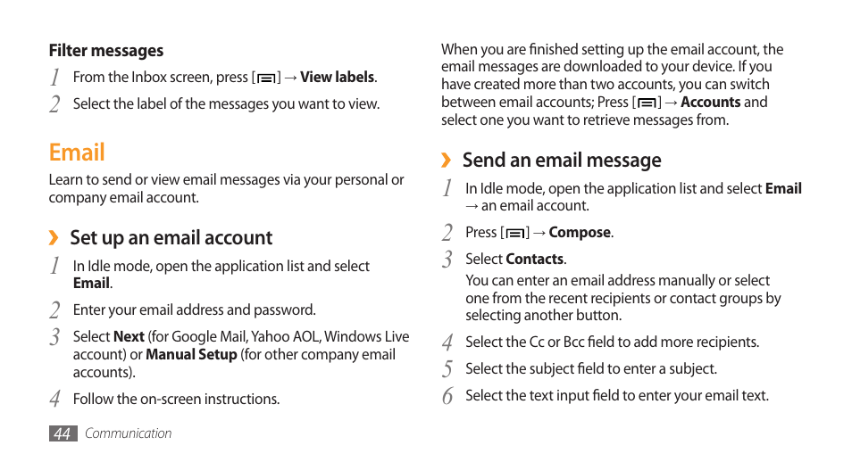 2email | Samsung Galaxy 3 User Manual | Page 44 / 128