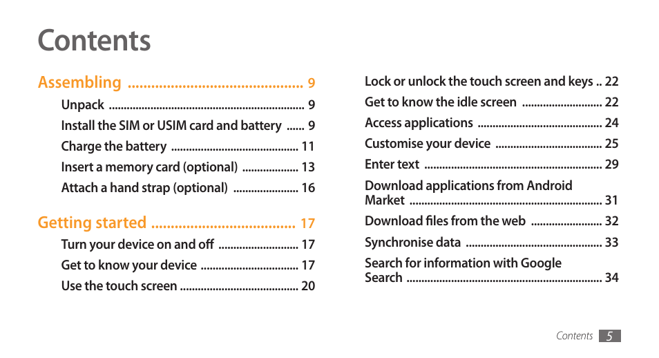 Samsung Galaxy 3 User Manual | Page 5 / 128