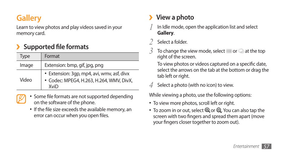 Gallery | Samsung Galaxy 3 User Manual | Page 57 / 128