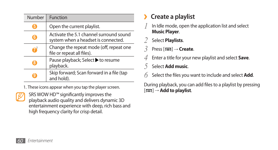Create a playlist | Samsung Galaxy 3 User Manual | Page 60 / 128