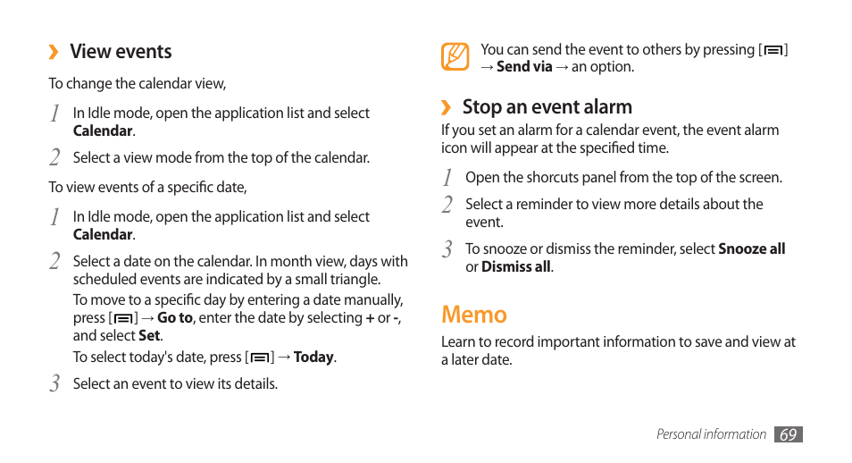 Samsung Galaxy 3 User Manual | Page 69 / 128