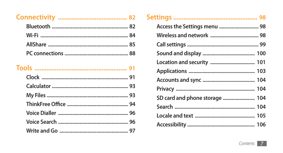 Samsung Galaxy 3 User Manual | Page 7 / 128