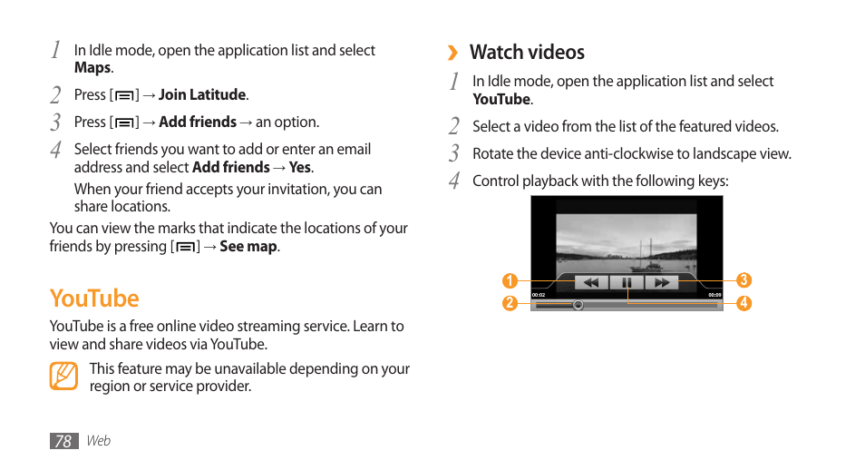 Youtube | Samsung Galaxy 3 User Manual | Page 78 / 128