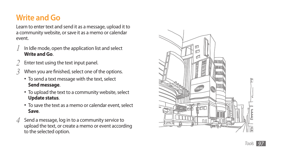 Write and go | Samsung Galaxy 3 User Manual | Page 97 / 128