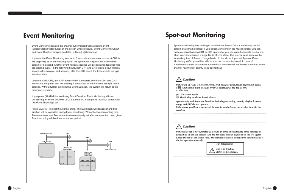 Event monitoring, Spot-out monitoring | Samsung SHR-4081N/P User Manual | Page 24 / 105