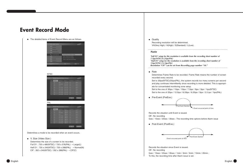 Event record mode | Samsung SHR-4081N/P User Manual | Page 35 / 105