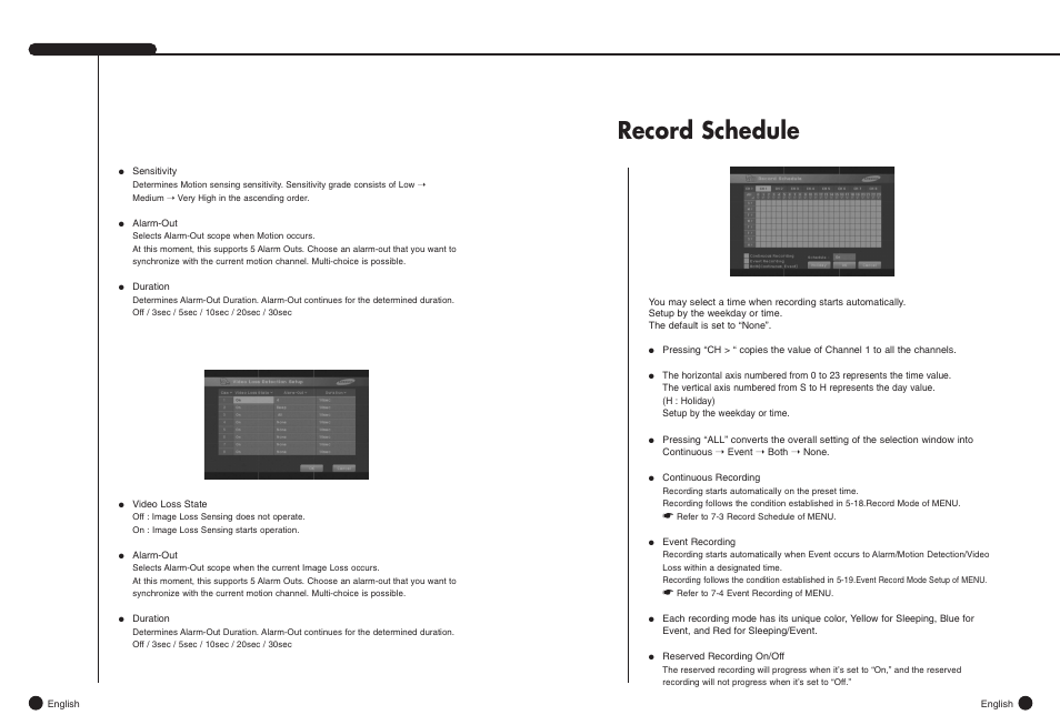 Record schedule | Samsung SHR-4081N/P User Manual | Page 37 / 105