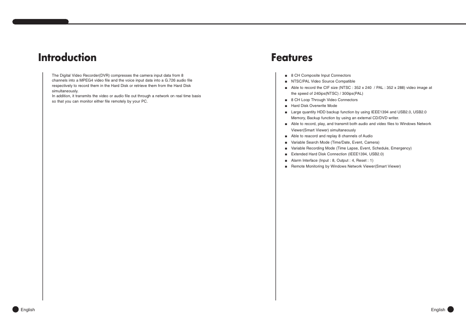 Introduction, Features | Samsung SHR-4081N/P User Manual | Page 6 / 105