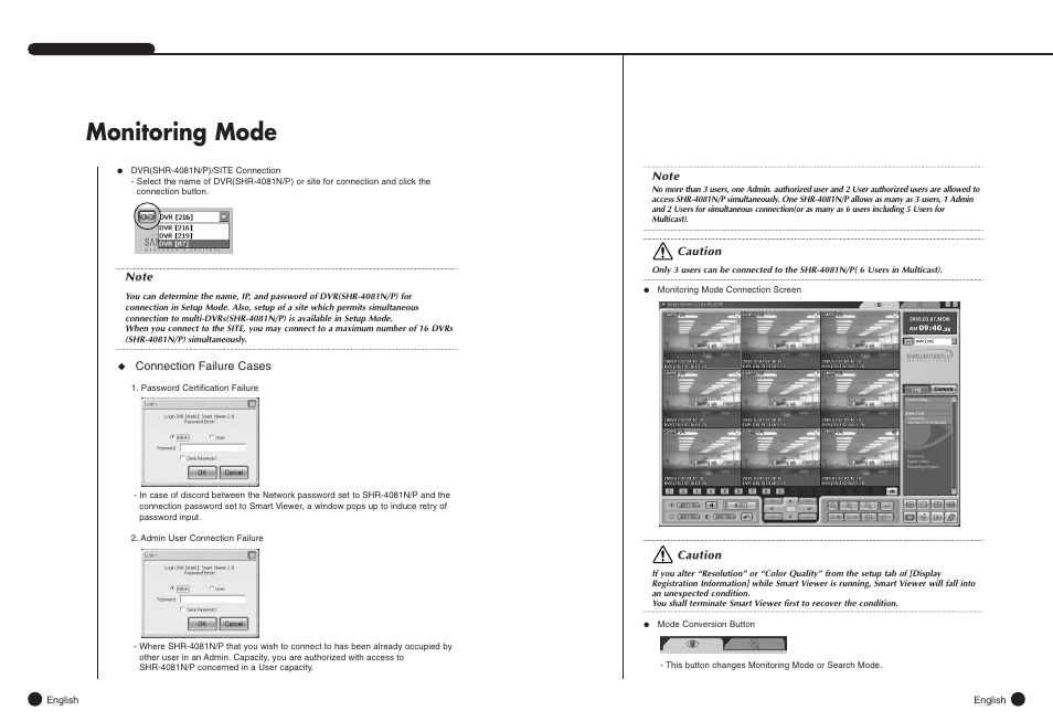 Monitoring mode | Samsung SHR-4081N/P User Manual | Page 64 / 105