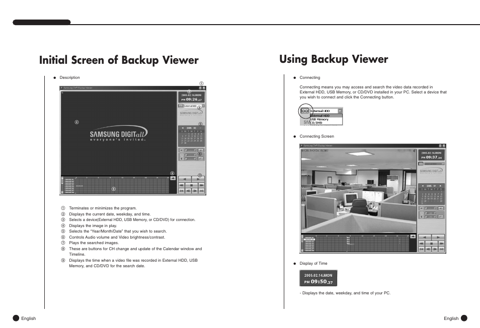 Initial screen of backup viewer, Using backup viewer | Samsung SHR-4081N/P User Manual | Page 94 / 105