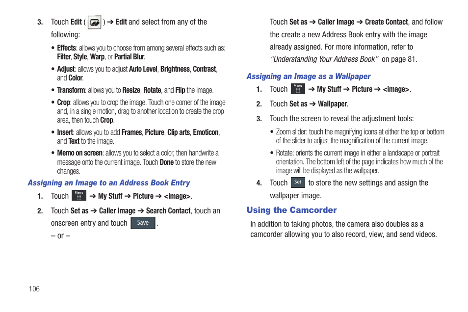 Using the camcorder | Samsung GH46-00842A User Manual | Page 110 / 226