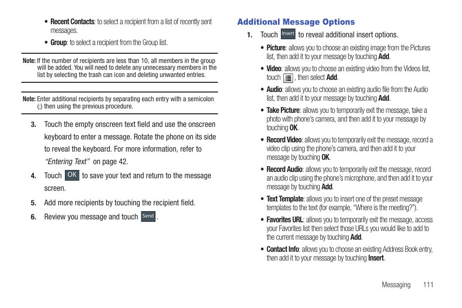 Additional message options | Samsung GH46-00842A User Manual | Page 115 / 226