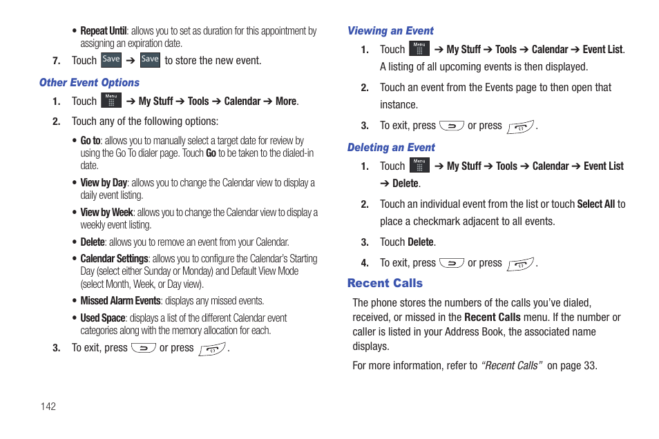 Recent calls | Samsung GH46-00842A User Manual | Page 146 / 226