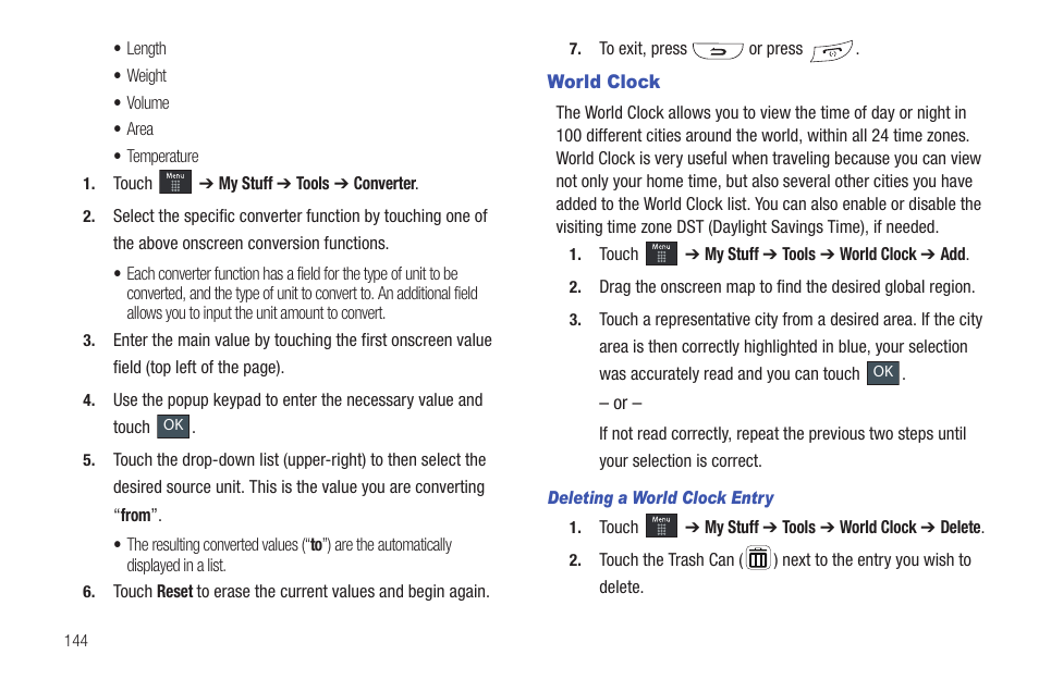 World clock | Samsung GH46-00842A User Manual | Page 148 / 226